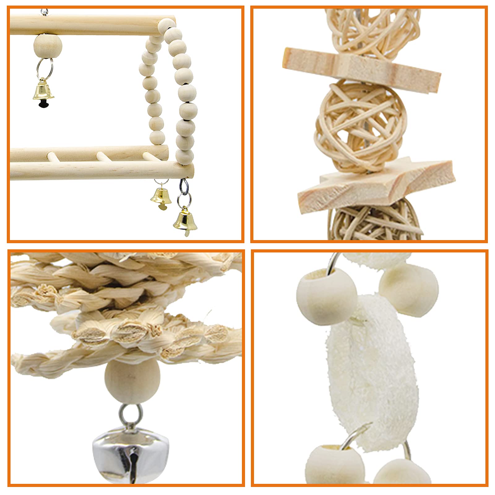 7 Packs Oiseau Swing perroquet Jouets d'échouement-Hanging Bell Bird Cage Jouets de jeu