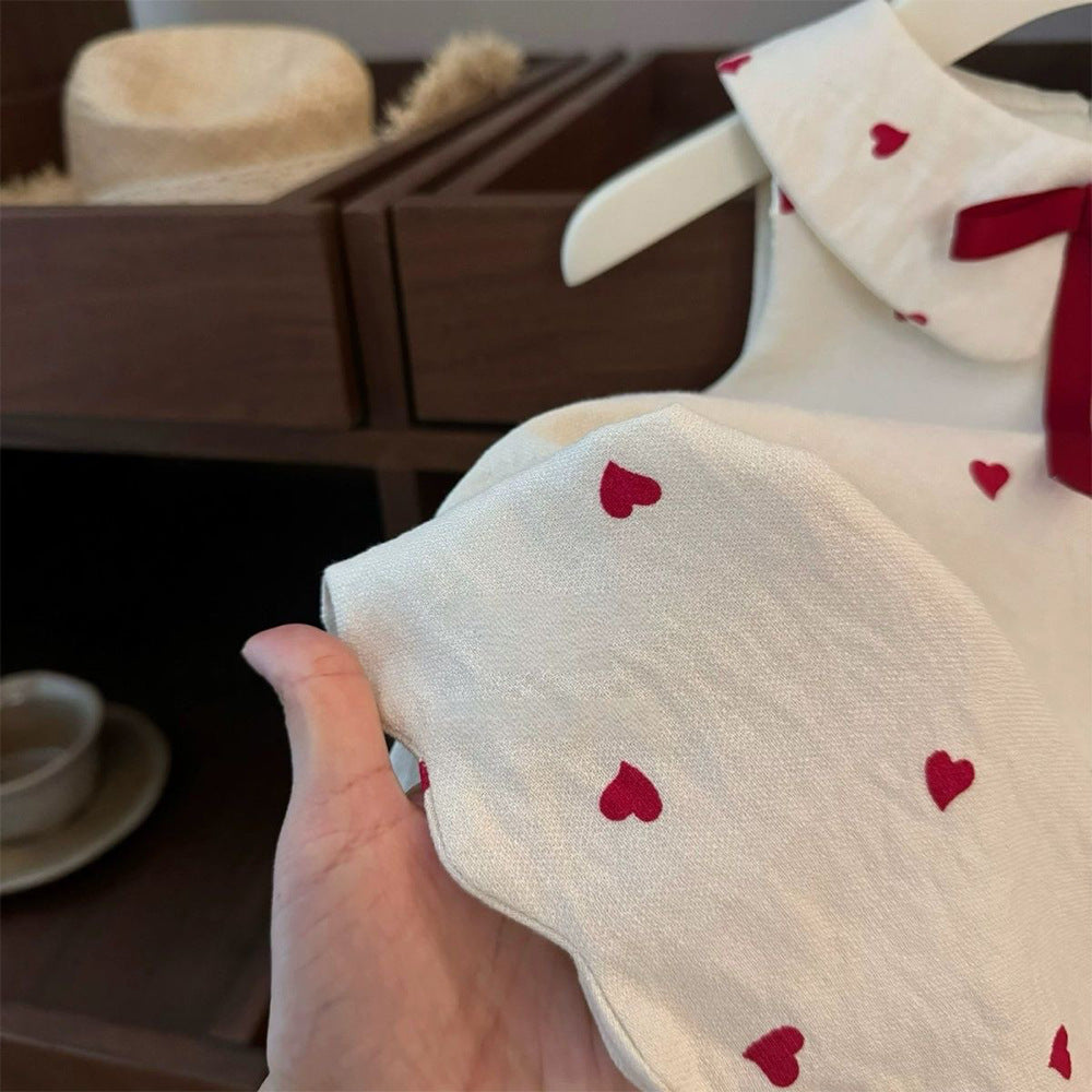Enfants Princesse Robe Bébé Filles Empreinte du coeur Robe Une pièce