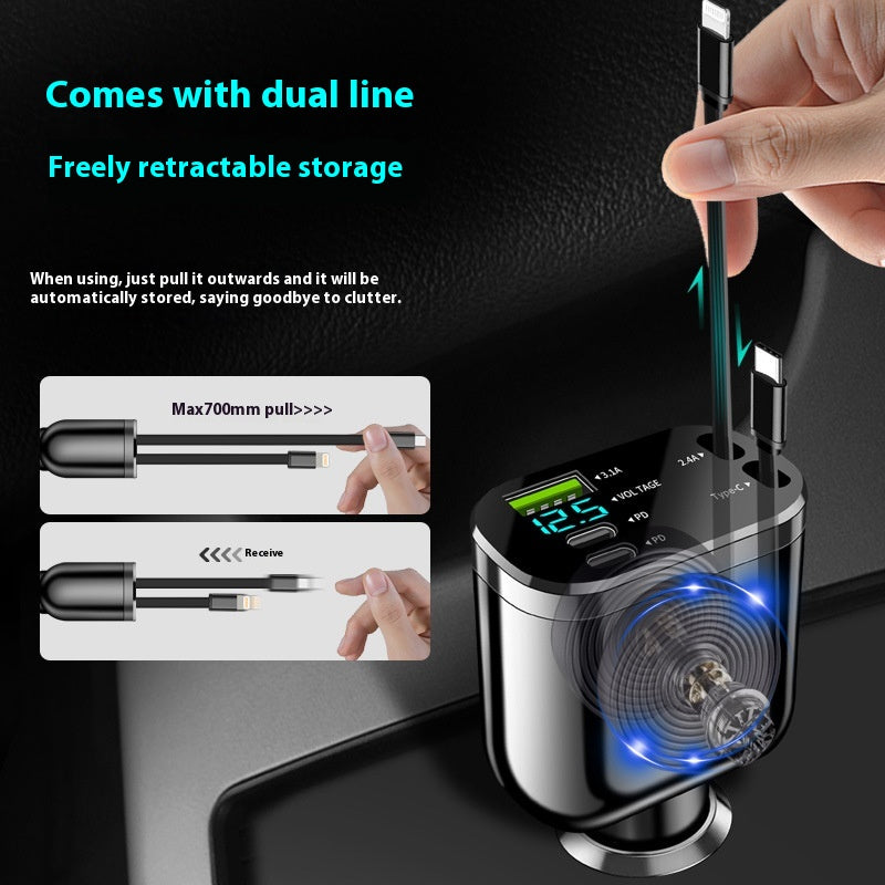 Chargeur de voiture bi-flexible pour allume-cigarette