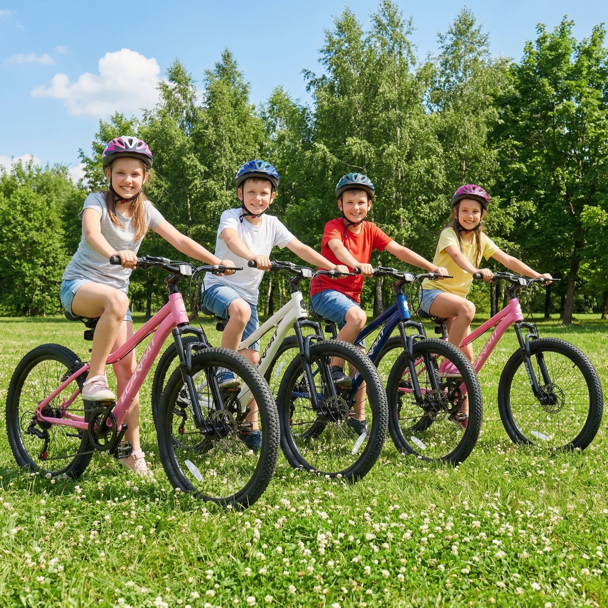 Vélo de montagne jeune 24 pouces avec 7 vitesses et suspension avant Cadre en acier durable