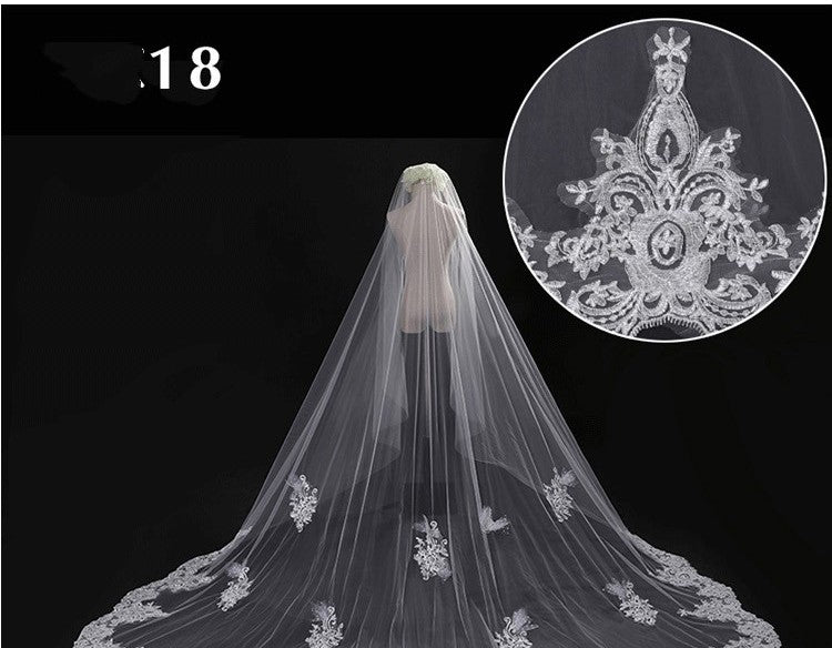 Robe de mariée Long Tail Luxury Super Fée Veil de mariage
