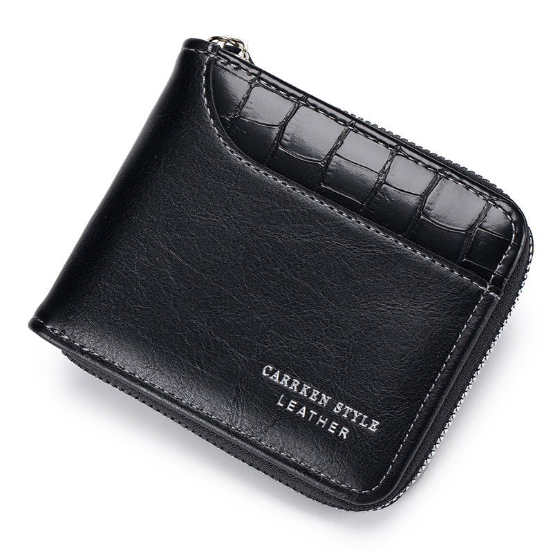 Porte-monnaie court homme motif pierre Grande capacité triple sac