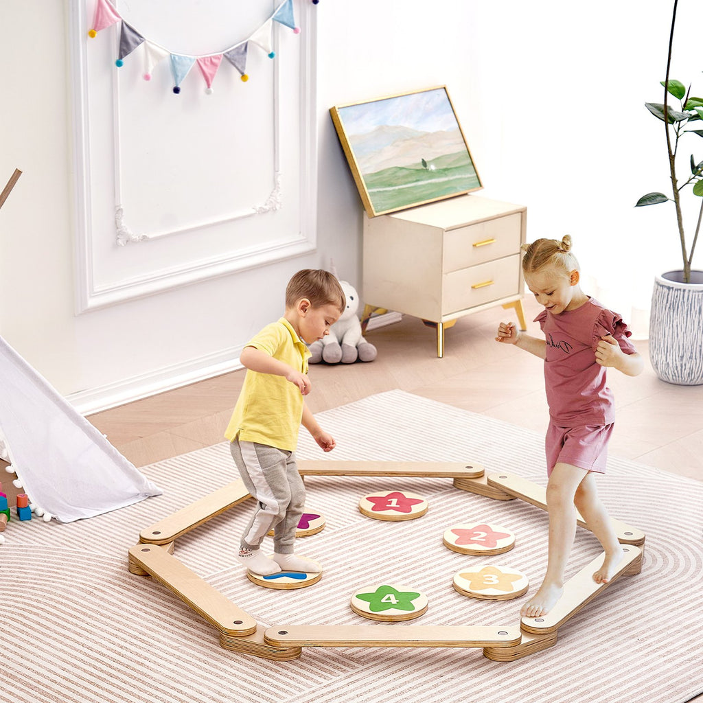 VEVOR Enfants Balance Beam Stepping Stones Gymnastique Enfants Balance Board 6 PCS