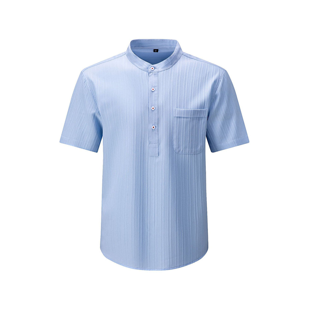 Jiana Été Chemise Homme à manches courtes avec Henry Collar