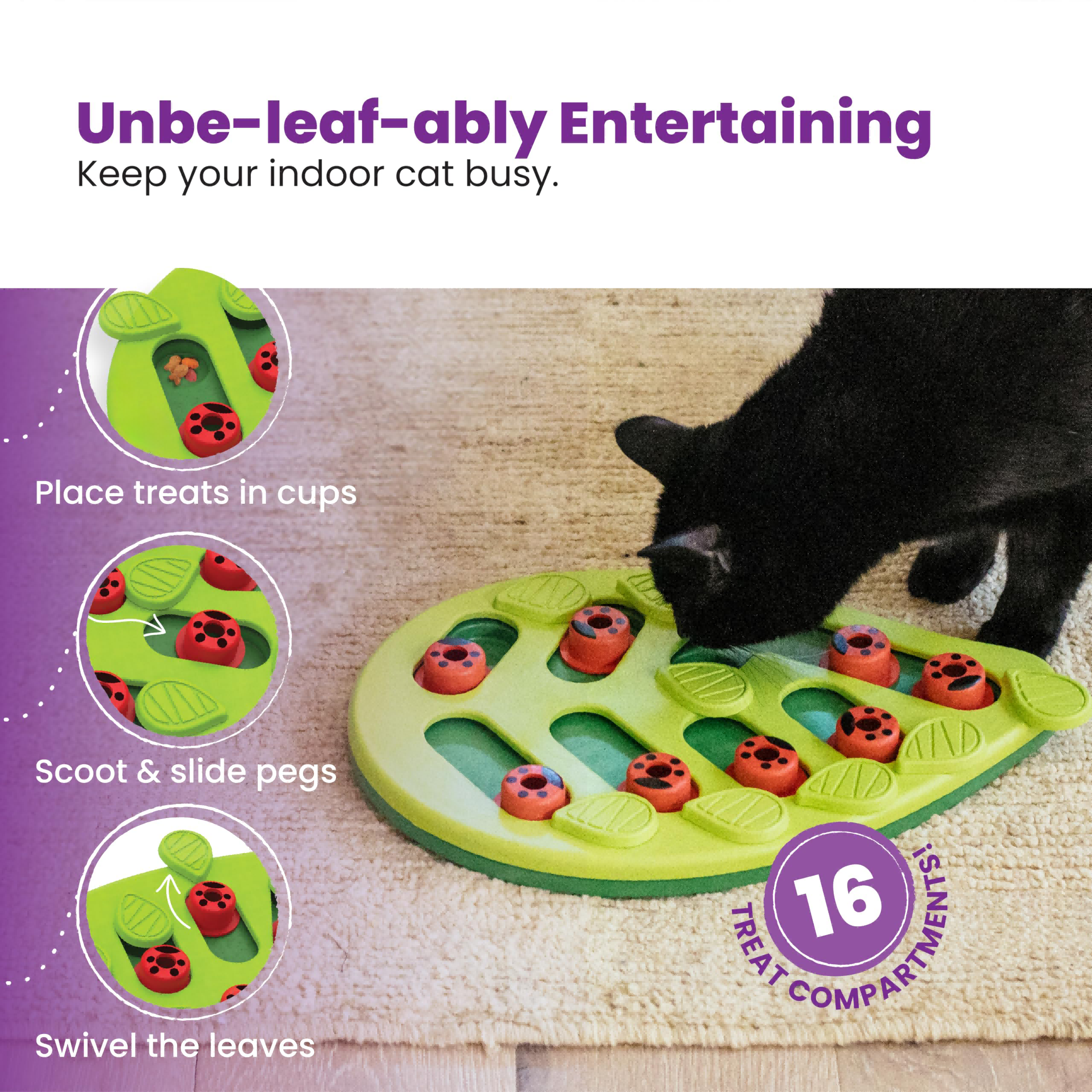 Nina Ottosson Buggin Out Puzzle & Play Cat Puzzle Feeder - Jeu interactif de traite pour Indo