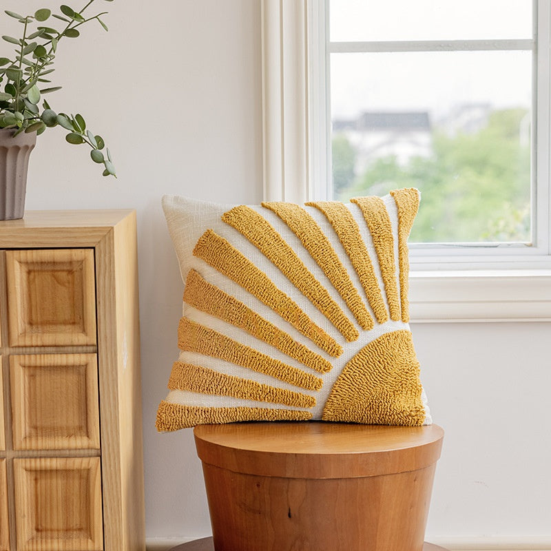 Coussin géométrique Tufted modèle salle boucle-pile Couverture d'oreiller
