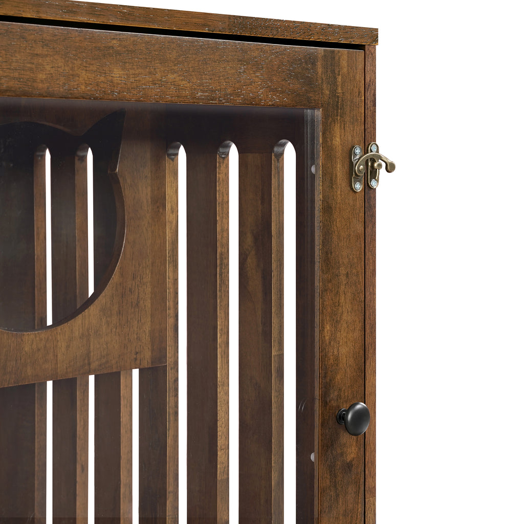 Armoire de chat en bois de caoutchouc intérieur Basia avec roues