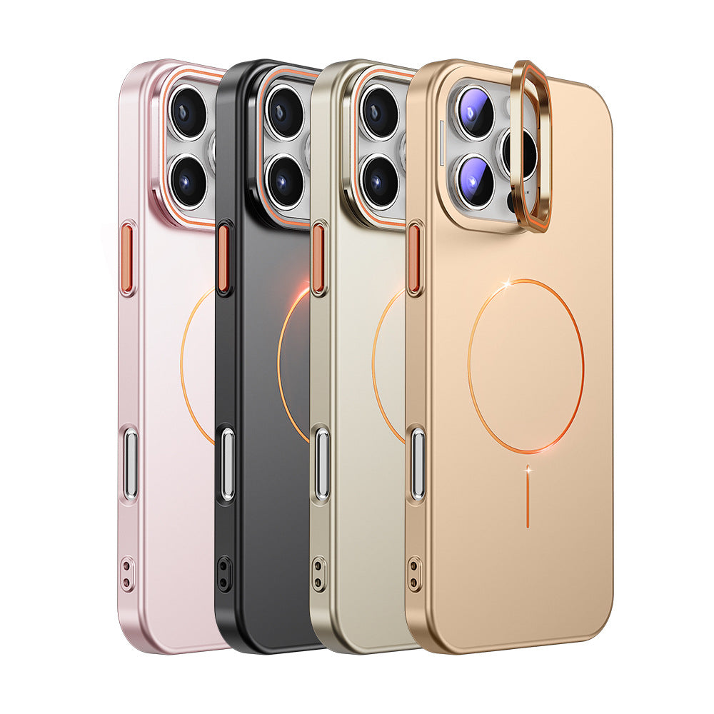 Cas de téléphone magnétique avec une bague fine dorée compatible avec le 17 Pro Max