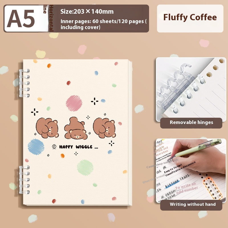 A5 Échelle de carnet de notes à feuilles longues épaissies Étudiante en livre mignon amovible
