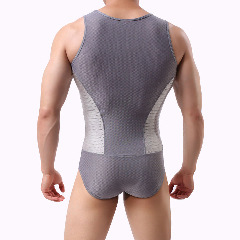 Homme respirant couleur solide Nylon une pièce maillot de bain de fitness