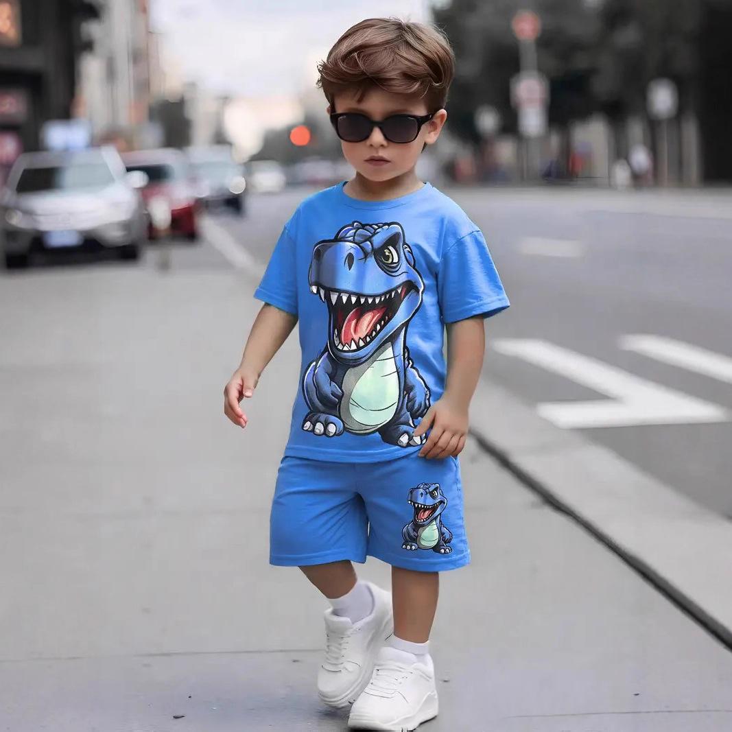 Ensemble à manches courtes de style dinosaure pour jeunes enfants