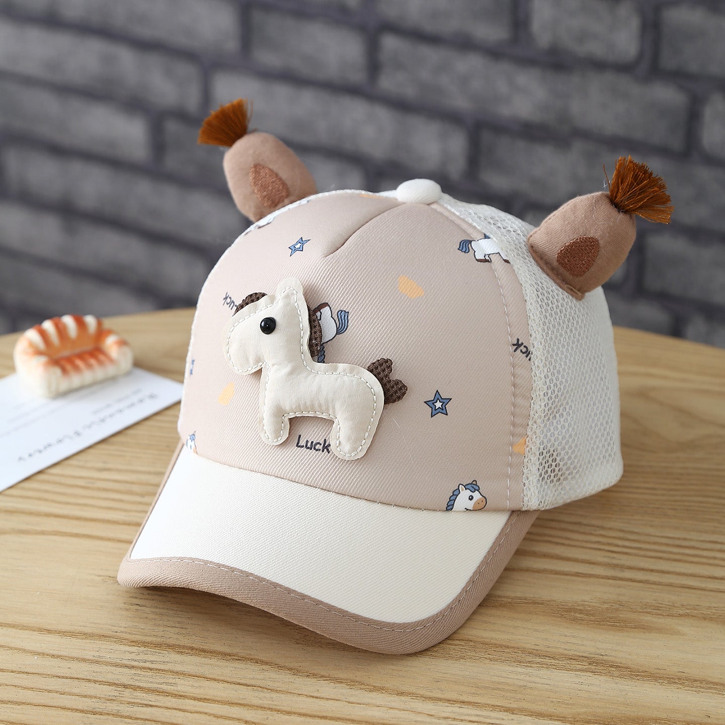 Chapeau d'été pour enfants en peluche de poney tissu respirant protection solaire Casquette de baseball