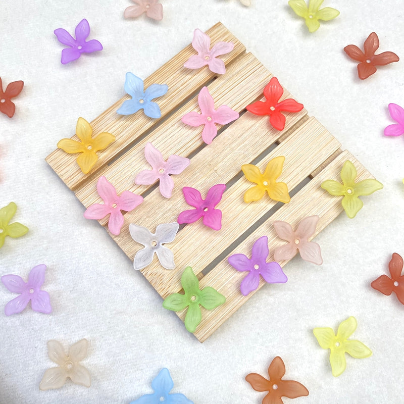 Perles de fleurs acryliques 4-Petal givrées