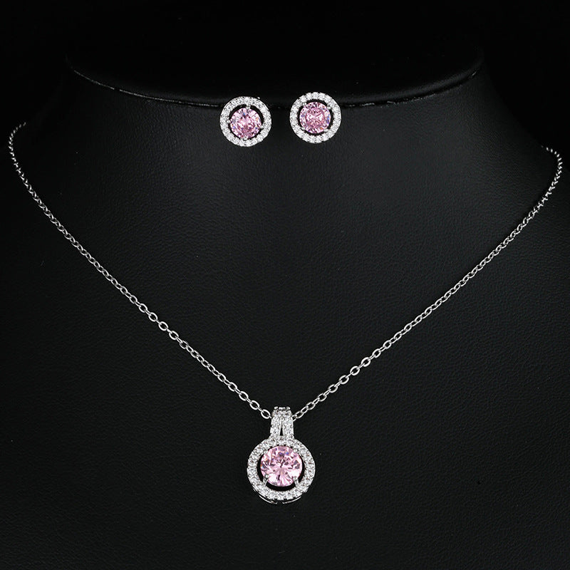 Ensemble de collier de disque Zircon deux pièces