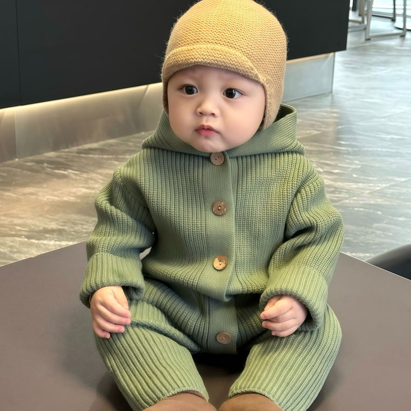 Bodysuit bébé Laine tricotée chaude Romper longue couture vêtements bébé