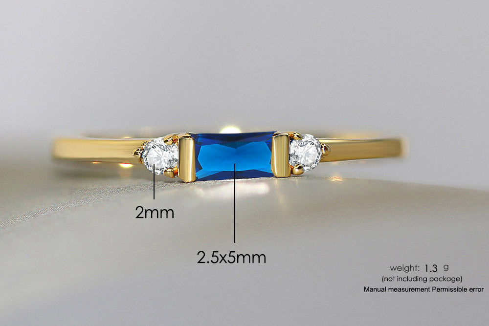 Anneau de fiançailles géométrique Zircon incrusté Accessoires dorés 14K
