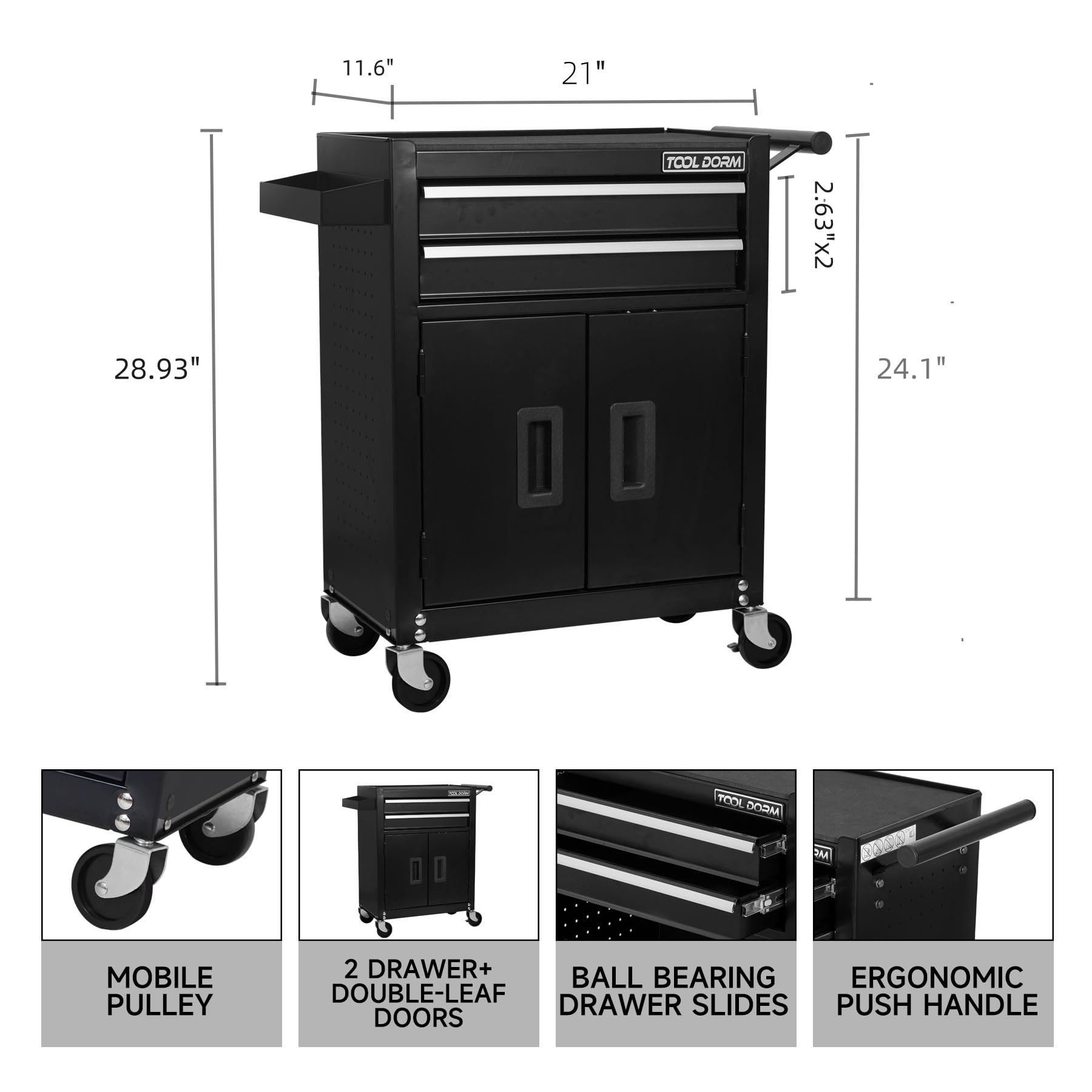 Uniquement pour la livraison sur waybill Cabinet à double porte avec deux tiroirs Panier d'outils TT202BK