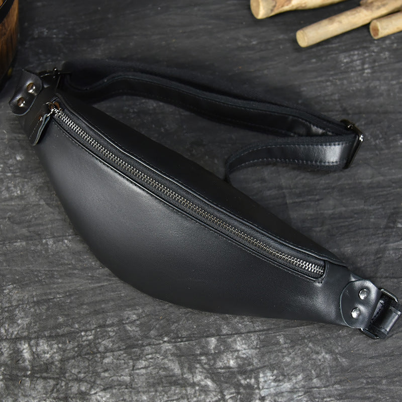 Sac de ceinture en cuir Retro Crazy Horse multifonctionnel homme