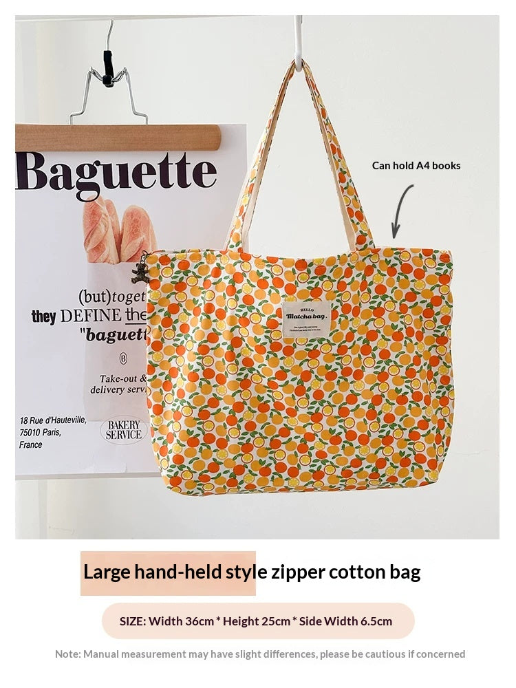 Camellia Grande et moyenne zipper femmes coton léger été sac à main