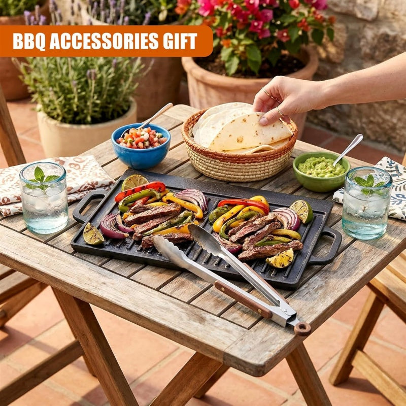 Assiette en fonte Fer réversible BBQ Pâte à frire Grille double face
