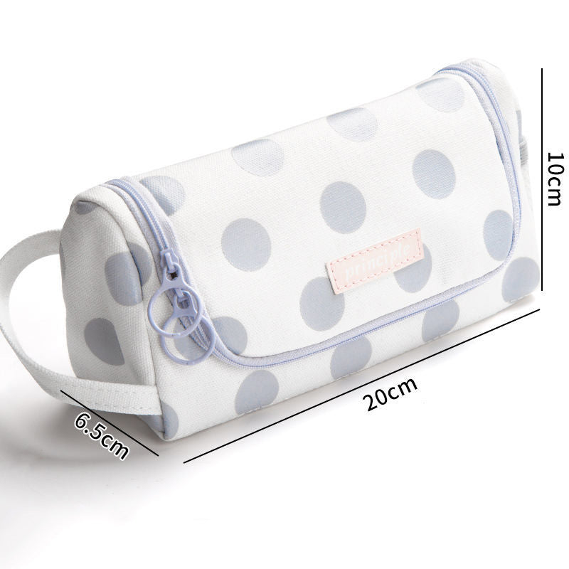 Toile Crayon cas grande capacité simple fille japonais mignon fille Cœur papeterie Box Kore