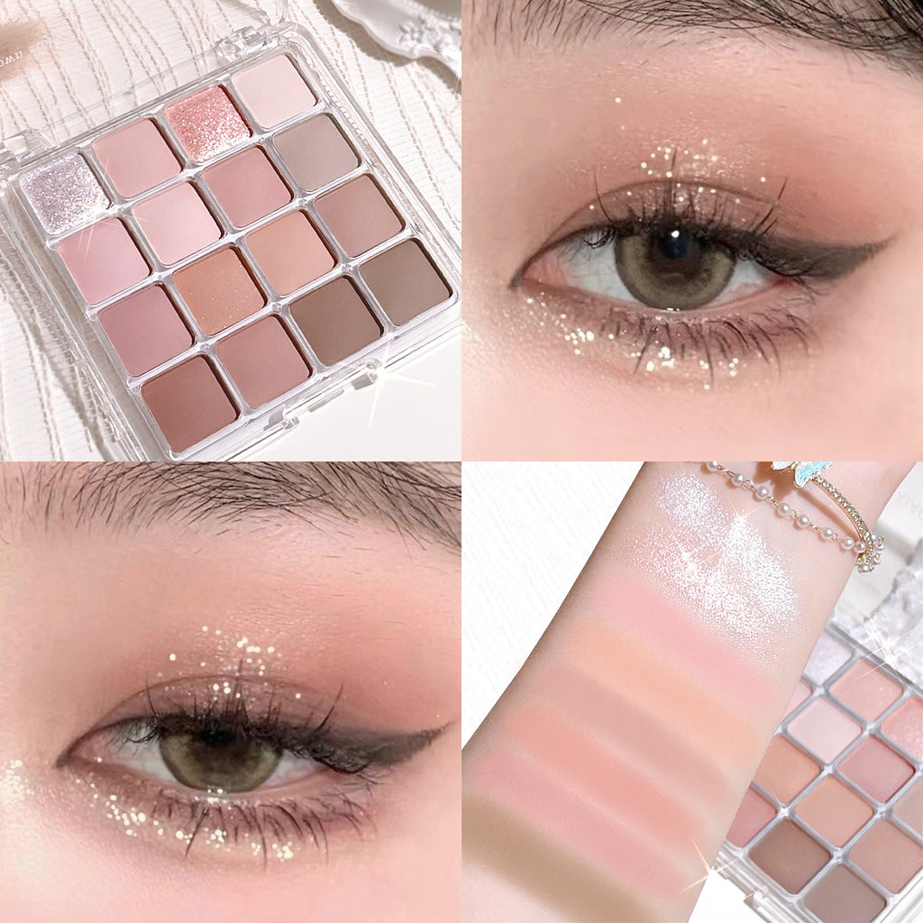 16 Colors Eyeshadow Palette Matte Pearly Fine Shimmer Low Saturation