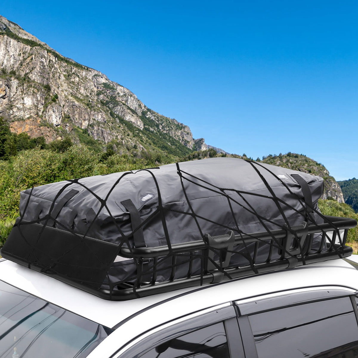 1Pc 63x39x6.3 dans le panier universel de porte-bagages de porte-bagages de porte-bagages avec crochet
