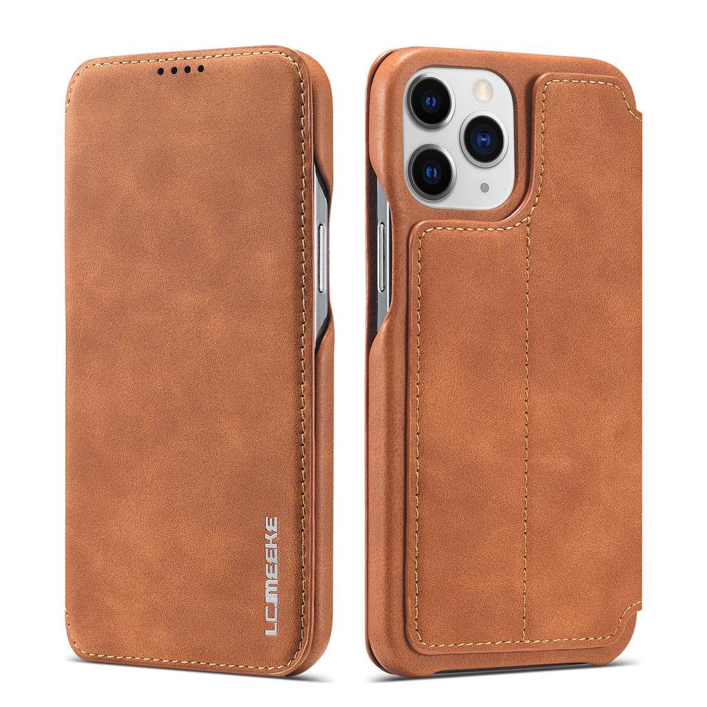 Minimalist Solid Color Flip style boîtier en cuir de téléphone