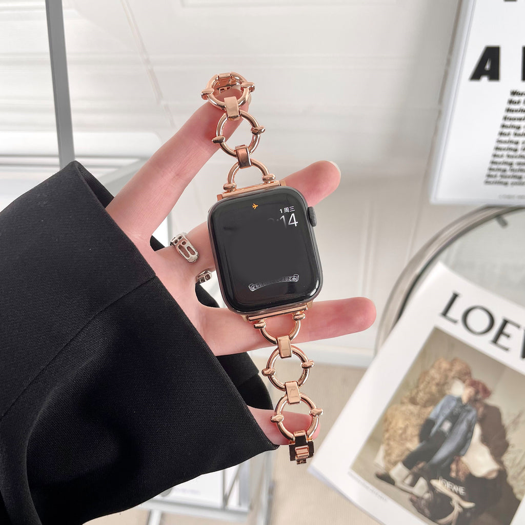 Bracelet de montre en métal anneau boucle en acier inoxydable