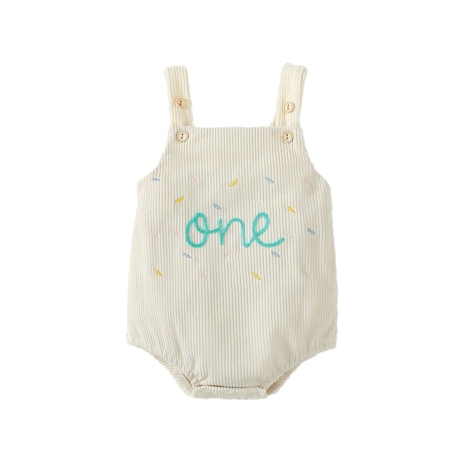 Mignon d'un an Serviette Broderie-Strap Corduroy Romper