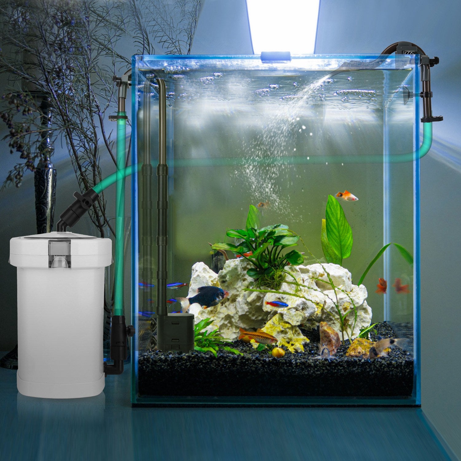 Filtre de cartouche externe 1Pc à 3 étages pour réservoir de poisson Aquarium avec débit de 600L-H 35.4in M
