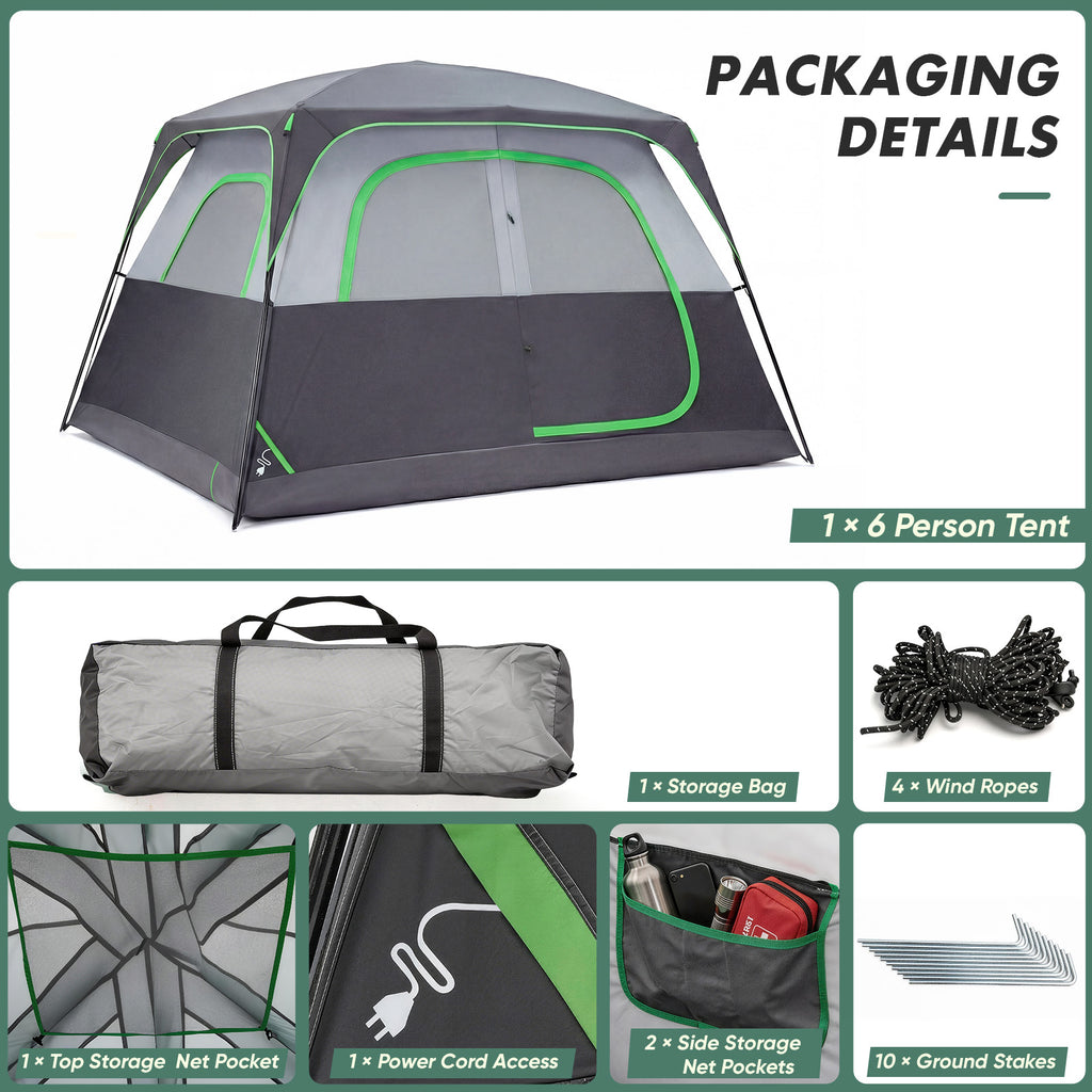 6 personnes Waterproof Et tente de camping familial coupe-vent