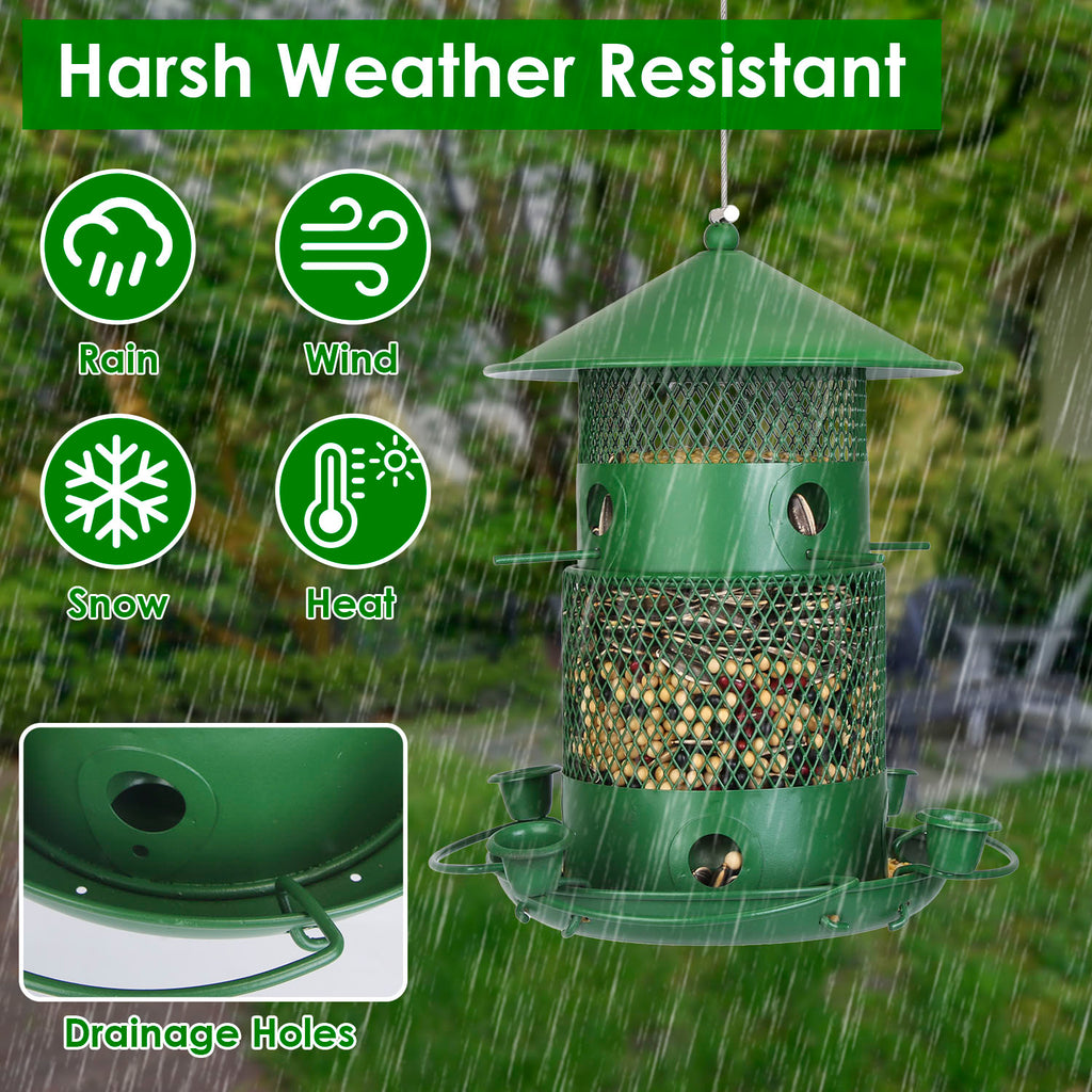 1Pc Wild Bird Feeder Squirrel-Proof Chew-Proof Metal Bird Seed Feeder Outdoor Hanging Bird