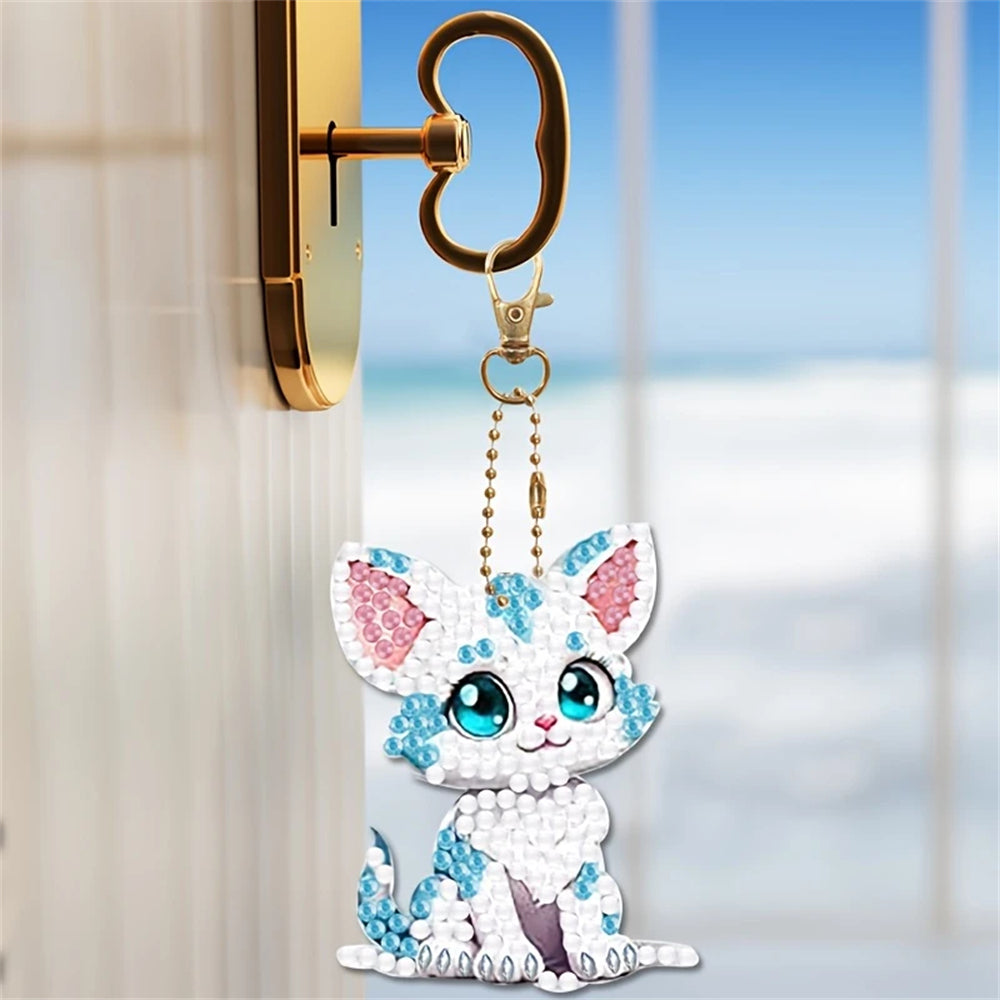 Porte-clés de peinture diamant bricolage - Motif animal
