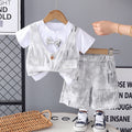 Handsome little boy's suit: jacket and short-sleeved two-piece