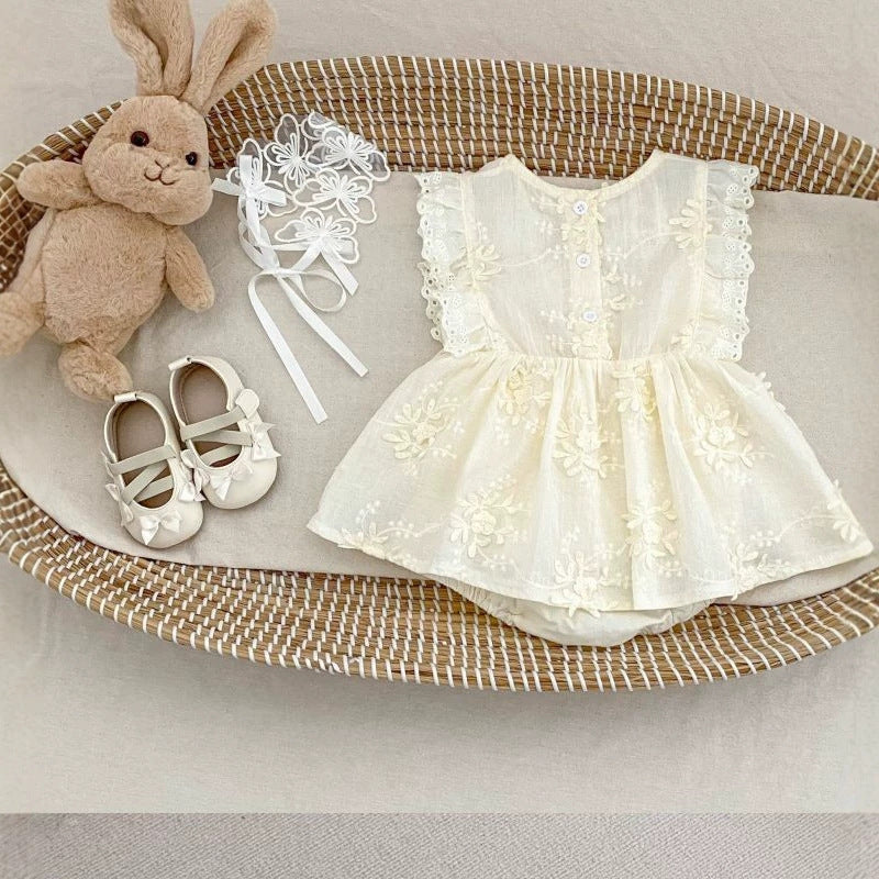 Sleeveless Princess Floral Romper