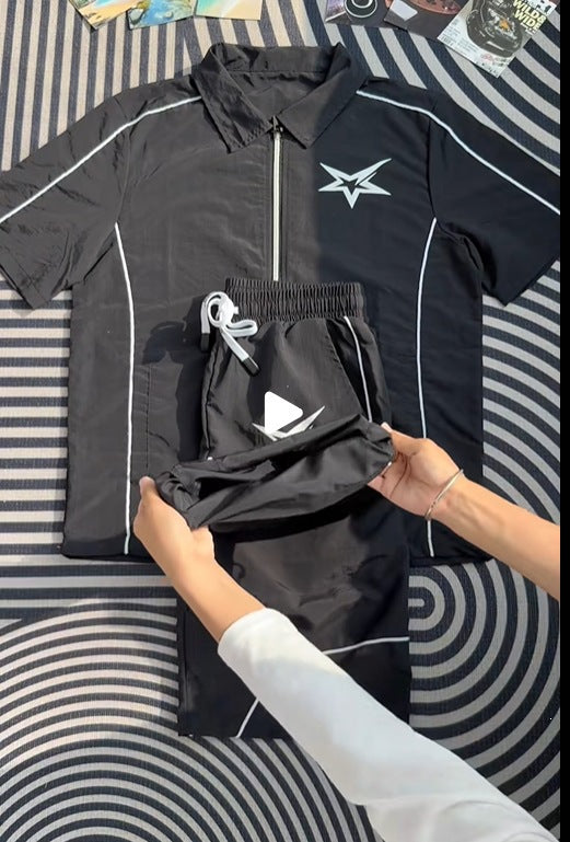 Ensemble de chemises à manches courtes à devant zip imprimé