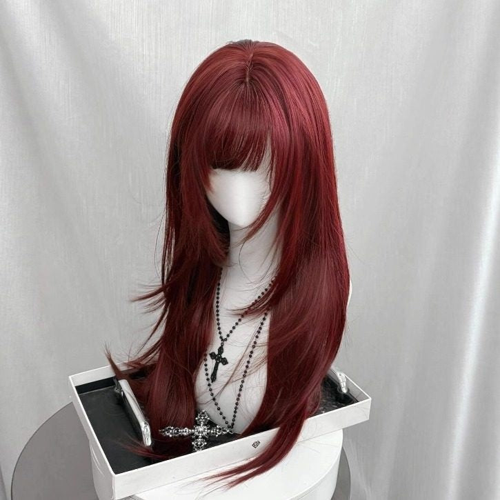 Wig rouge brillant et tendance quotidien tête pleine