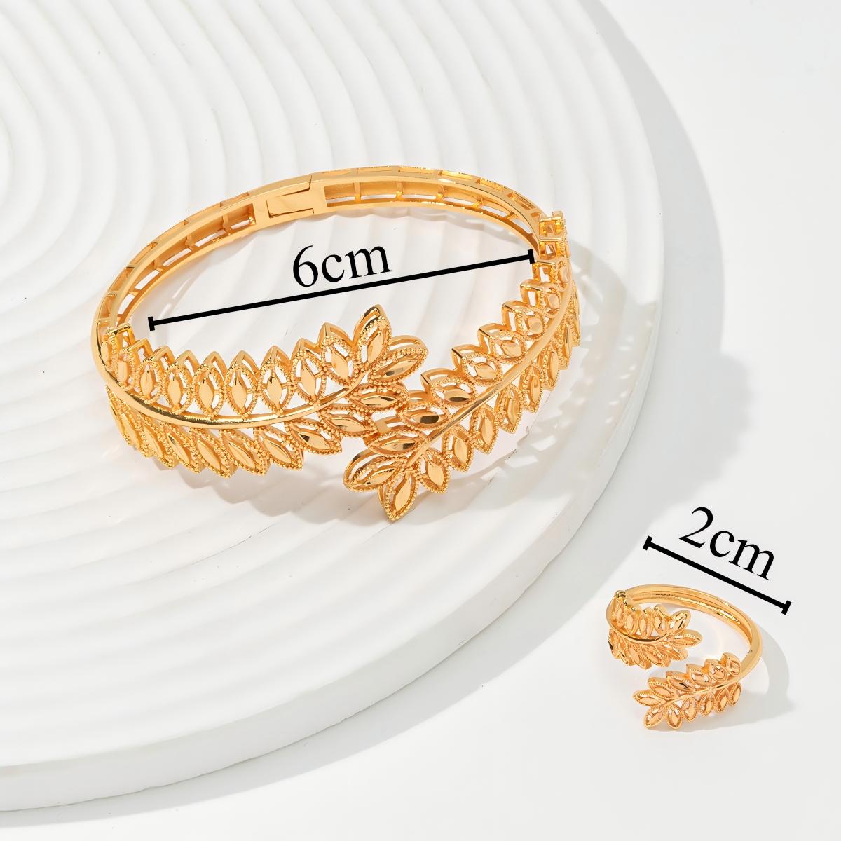 Bracelet d'or en feuille d'oreille 2cps avec bague ouverte