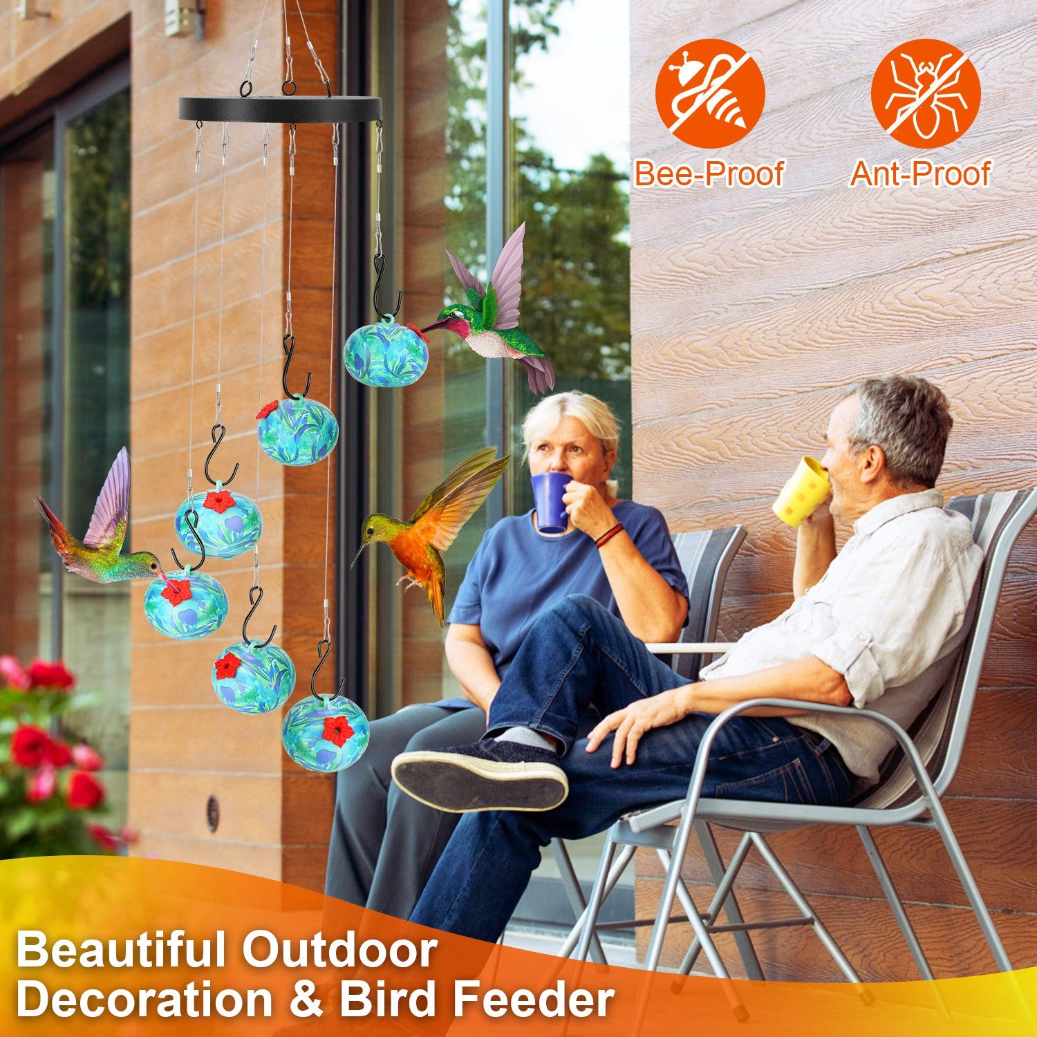 1Pc Wind Chimes Humming Bird Feeder Fourmi et Bee Proof Outdoor Hanging Hummingbird Feeder F