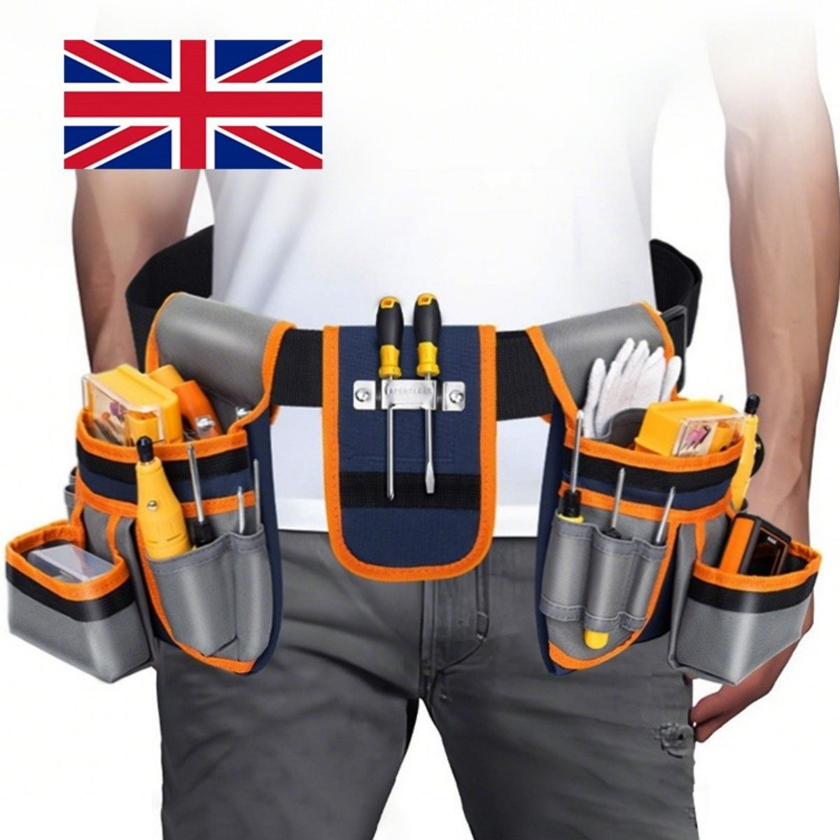 Double tool Ceinture Pouch 12 Pocket Heavy Duty Joiners Carpenter Builders Nails UK