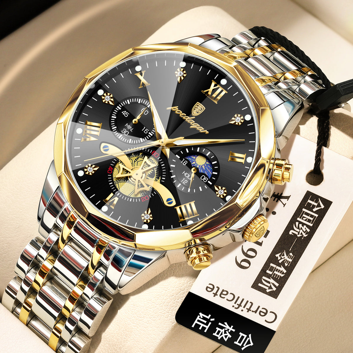 Imperméable Multifonctionnel Trendy Haute-Fin Montre Quartz Homme Lumineux