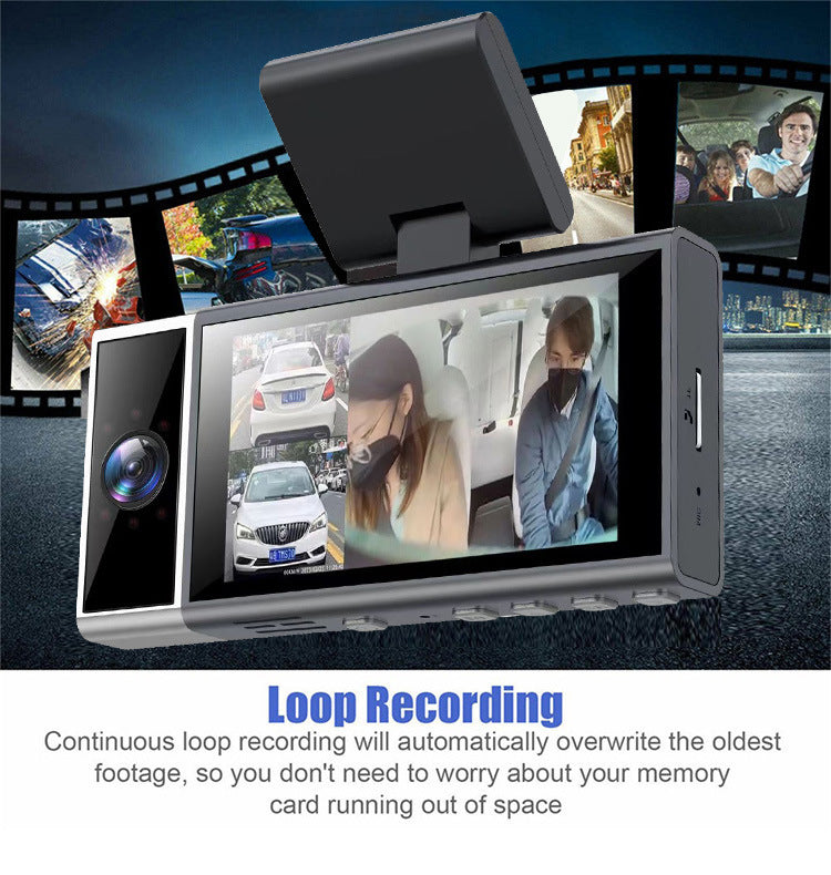 WIFI Driving Recorder Trois Lens Mobile Phone APP Interconnexion Night Vision Large Large Wide