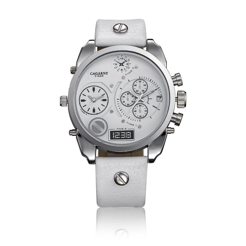 Montres Montres pour Homme en cuir PU Creative Double Time Zone