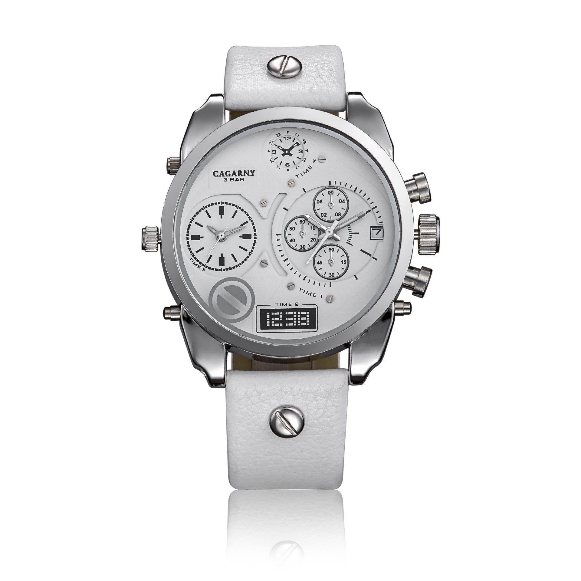 Montres Montres pour Homme en cuir PU Creative Double Time Zone