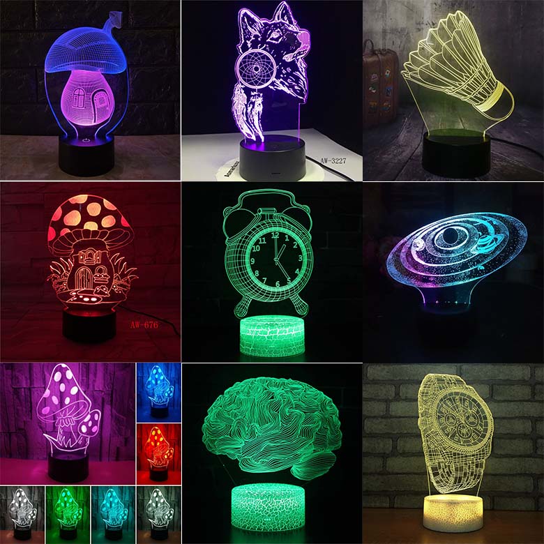 Lampe de bureau LED 3D Colorful Touch à distance