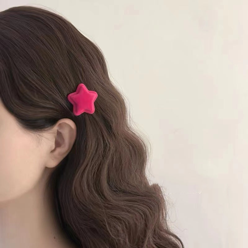 AutomneHiver Cozy Flock fini Petit Cinq pointes Star Clip cheveux