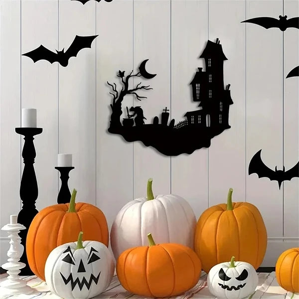 CIFbuy Gothic Skull Iron Wall Art Vintage Halloween Décor pour intérieur extérieur (TikTok)