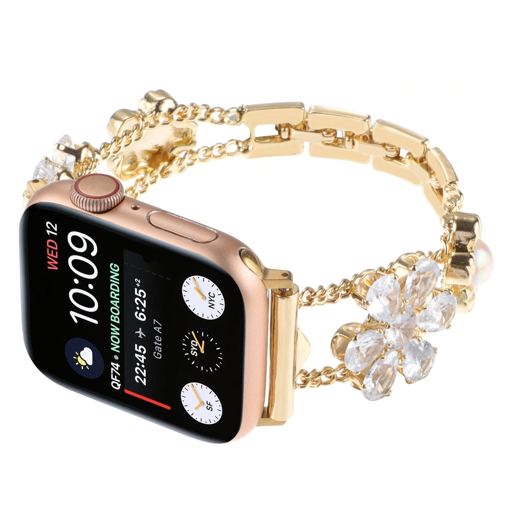 Bracelet de montre à six pétales à double chaîne
