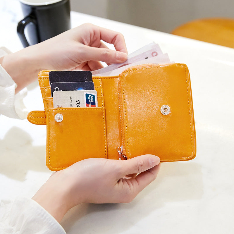 Porte-monnaie femme courte rétro étudiant pièce de la mode de la Purse tout-match Wallet Card Clamp
